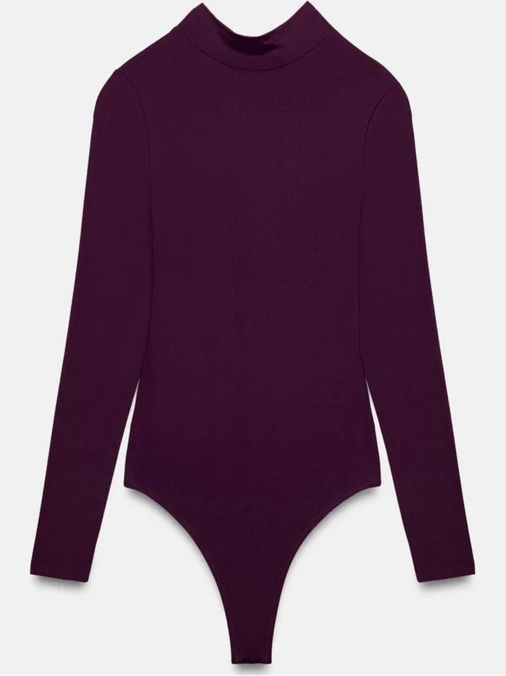 Zara Long-Sleeve One-Piece Bodysuit in Deep Plum